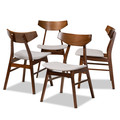 Baxton Studio Danica Grey Upholstered and Walnut Wood 4-Piece Dining Chair Set 167-10812